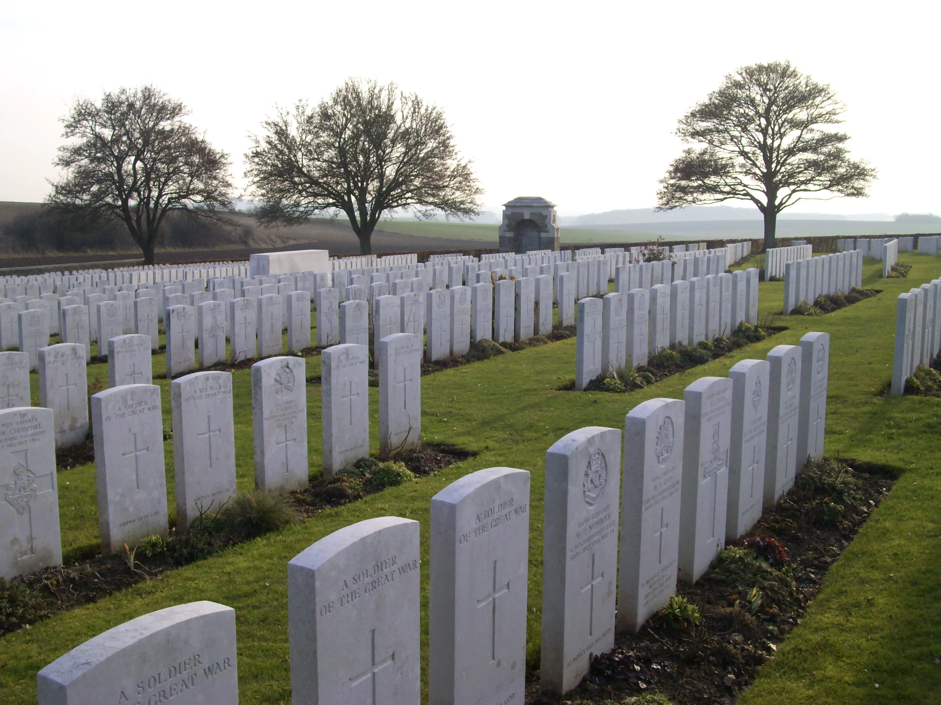 A row of graves in a Commonwealth war grave, Belgium