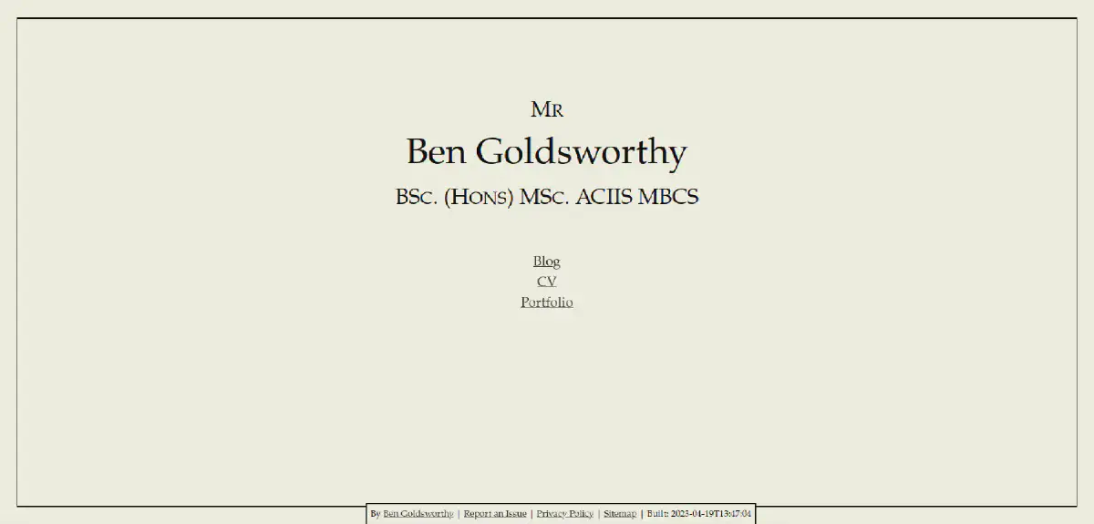 A screenshot of my new static site