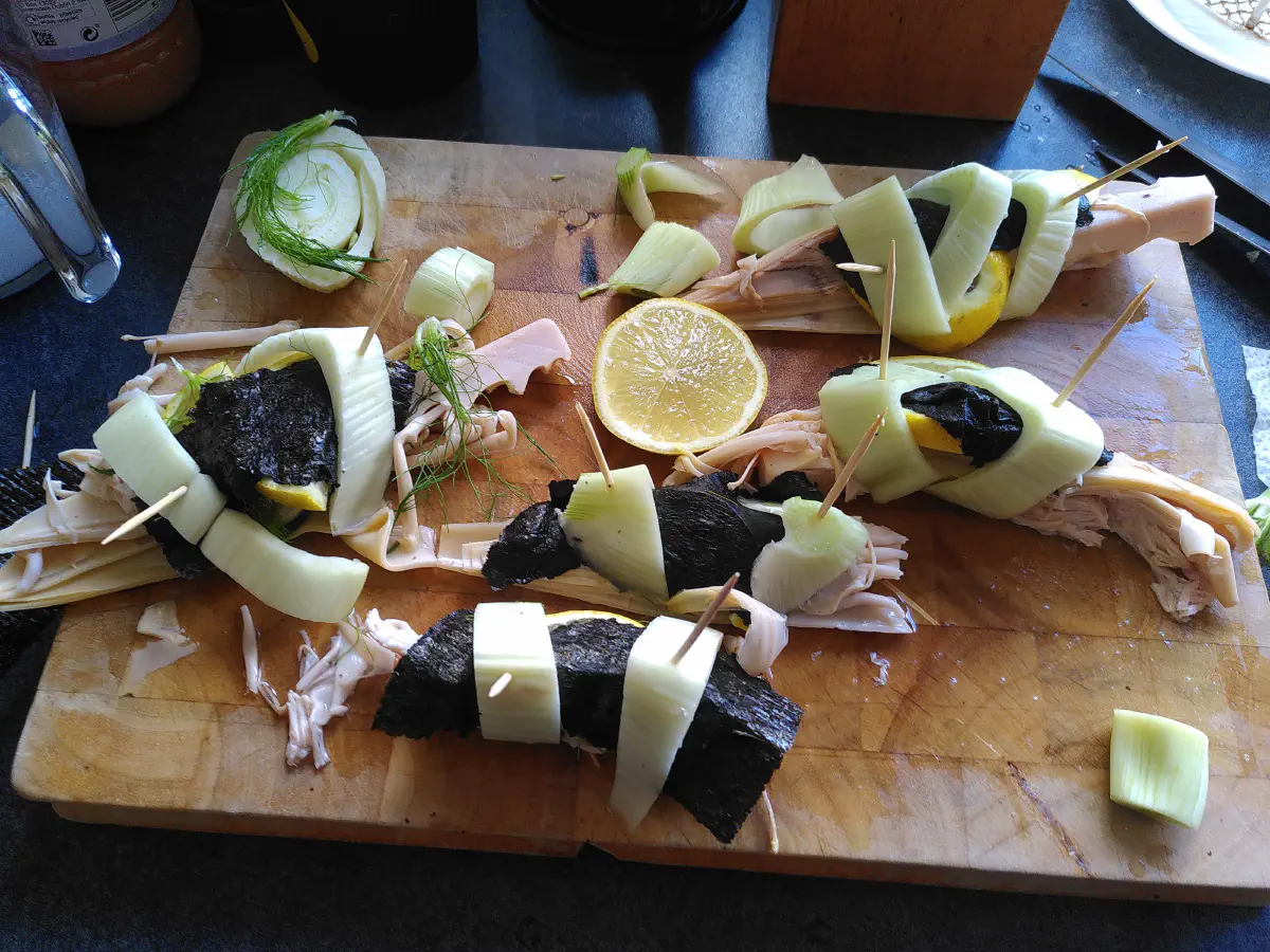 Grilled branzino preperation