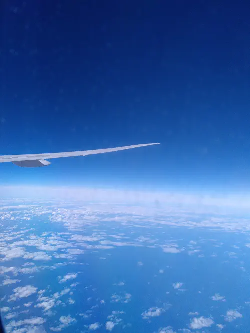 The view out of the window of my plane as I flew out of the UK