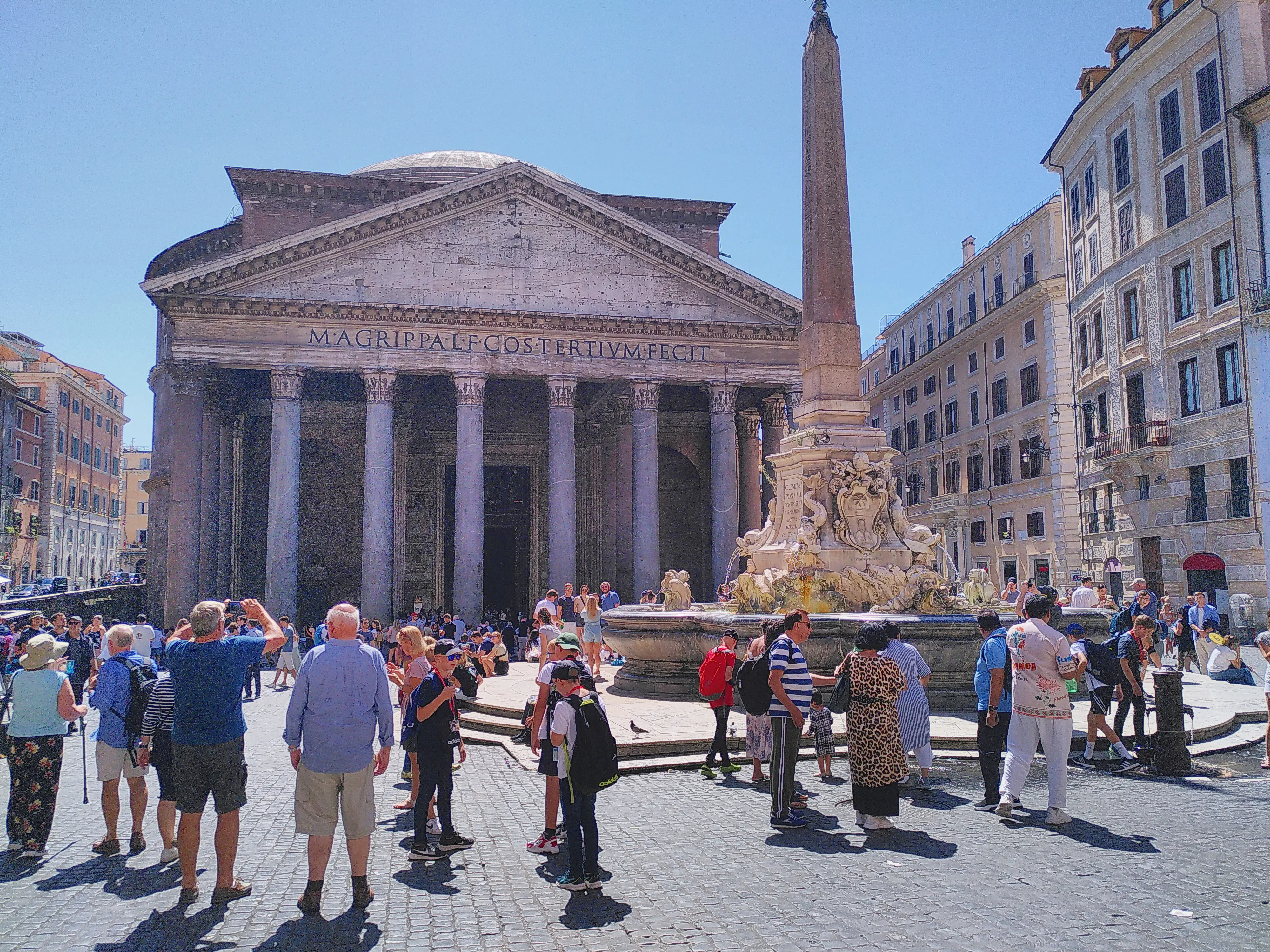 The imposing façade of the Pantheon