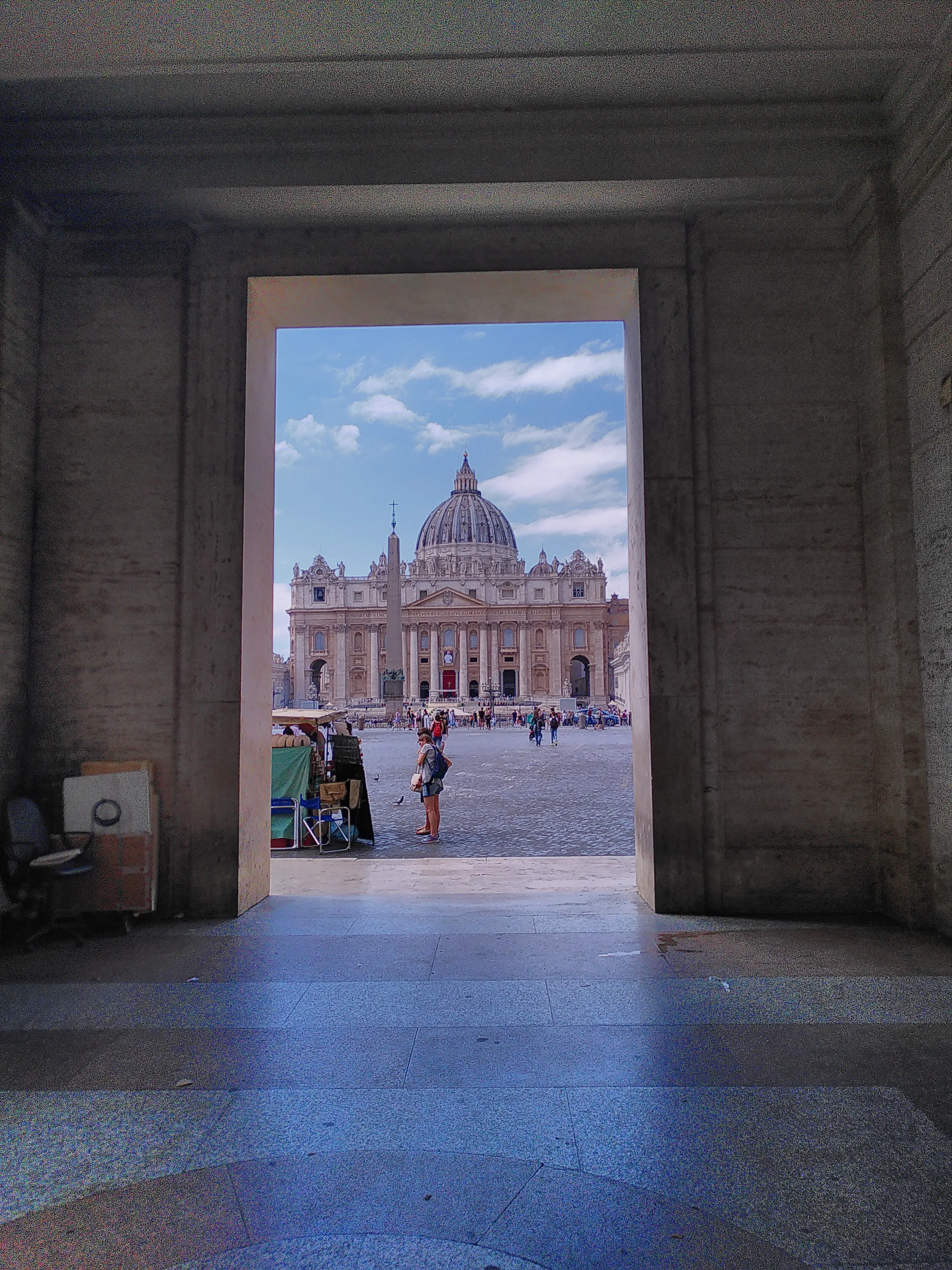 St Peter's Basilica, viewed through pillars