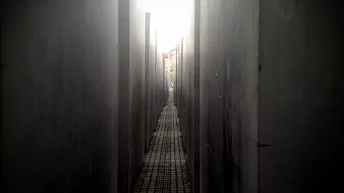 View through the Memorial to the Murdered Jews of Europe