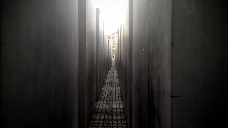 View through the Memorial to the Murdered Jews of Europe