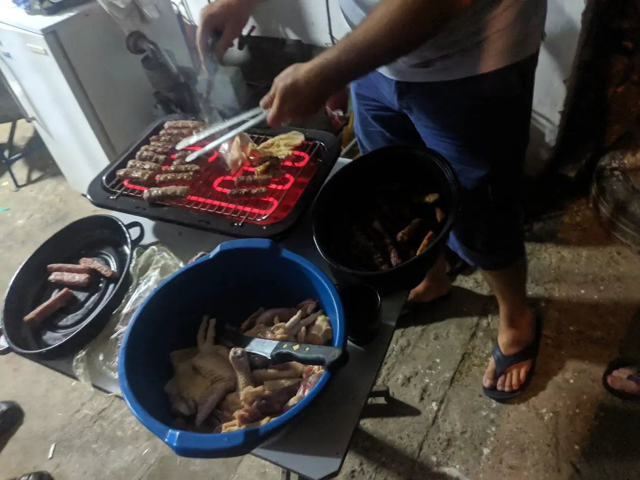 Meet cooking on a BBQ