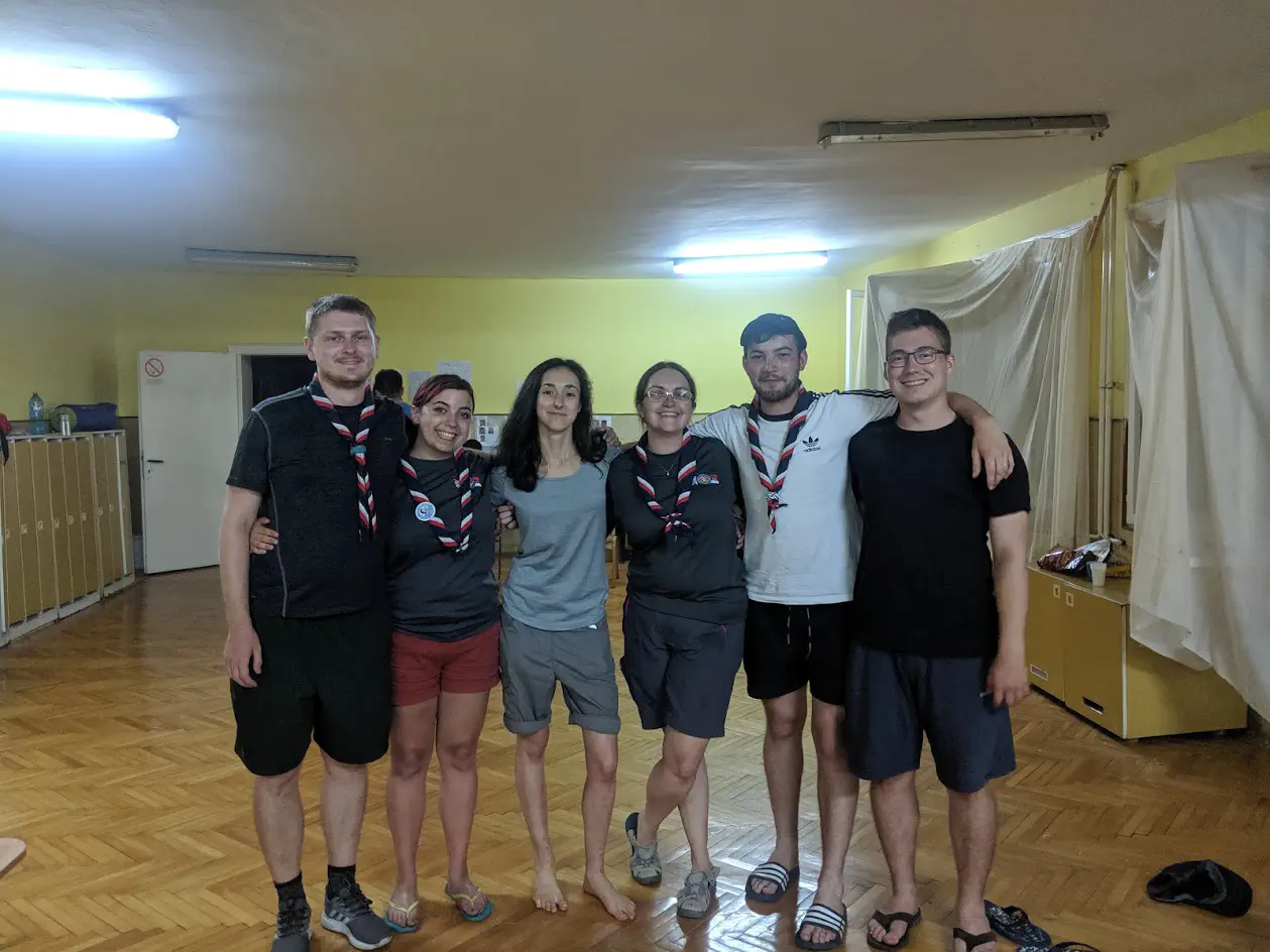 A group of people arranged in a line