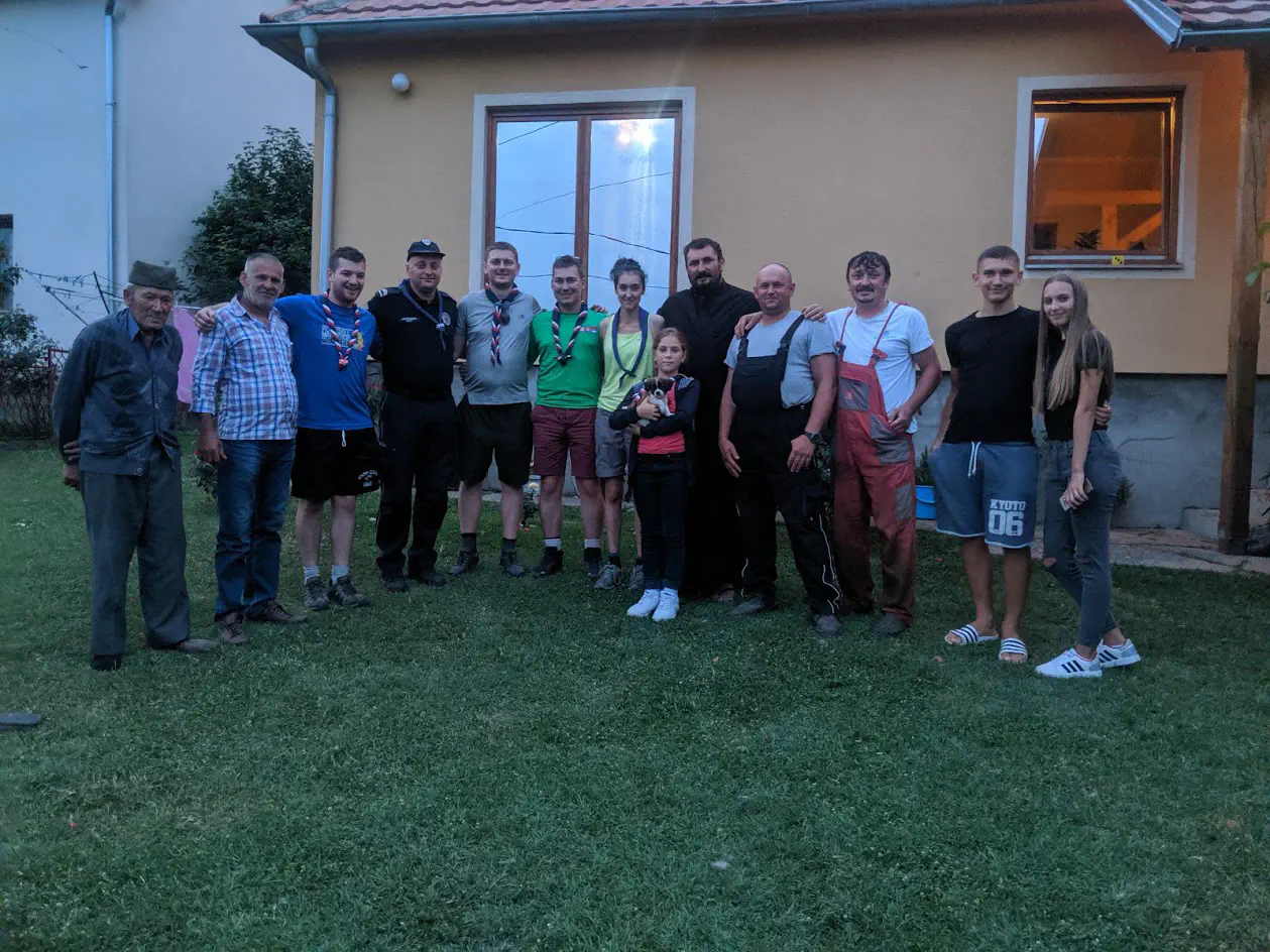 A large group of people arranged in a line