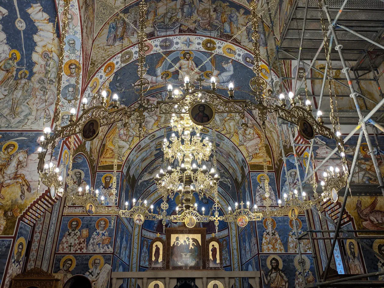 The interior of a Serbian Orthodox church