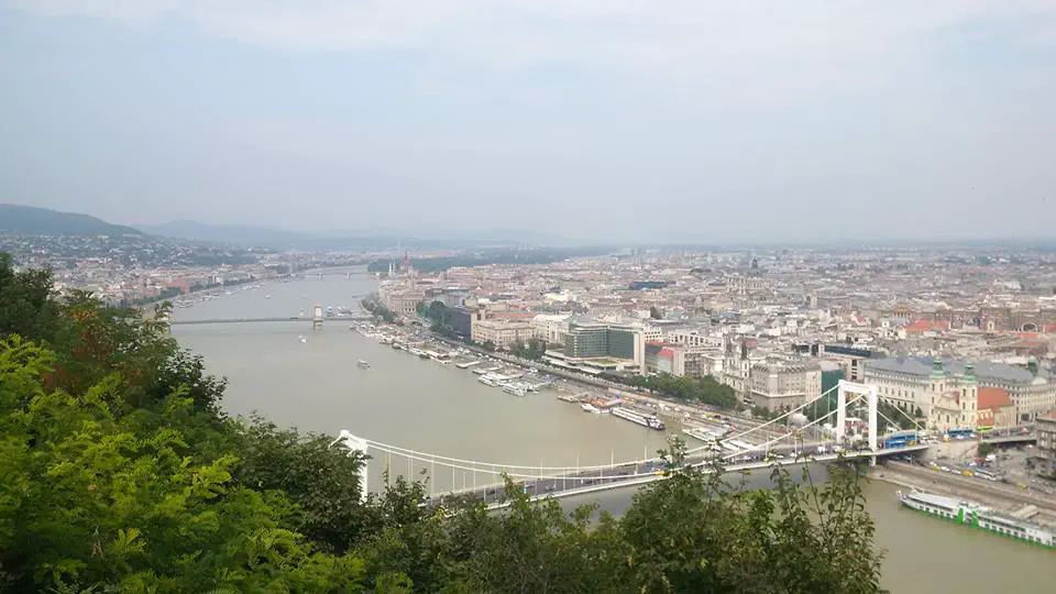The Danube and central Budapest, viewed from the top of Gellért Hill