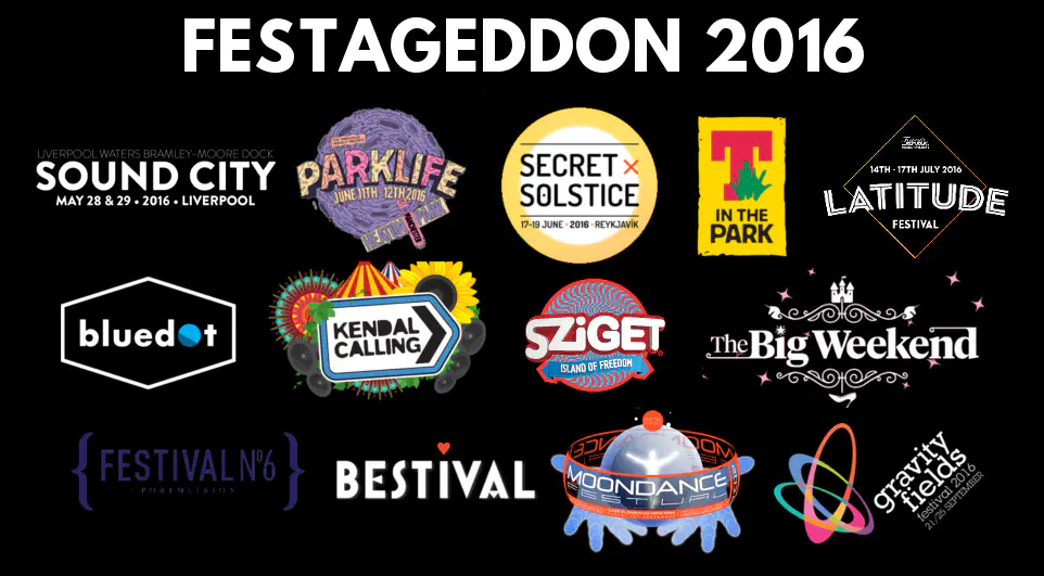 A collection of festival logos