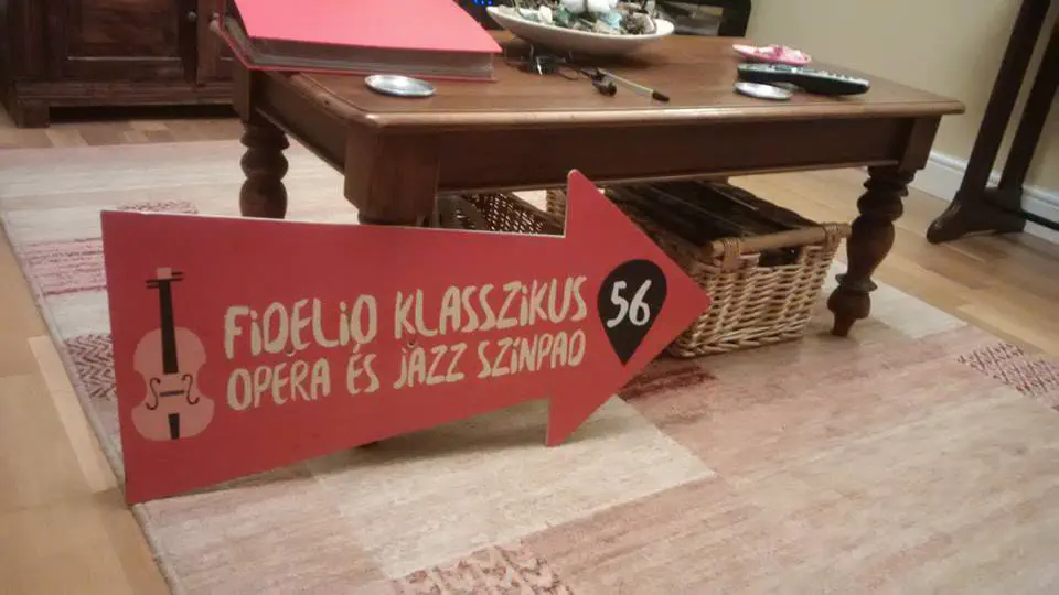 A Sziget stage sign laying on my living room floor