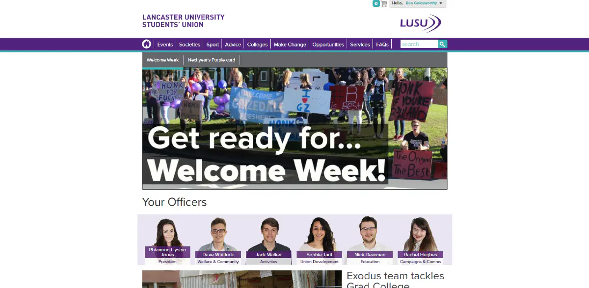 LUSU Web site homepage