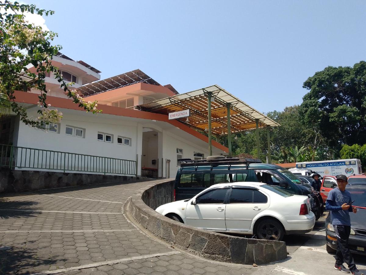 The front of a hospital building