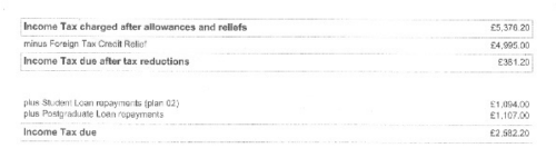 Amended tax calculation from HMRC
