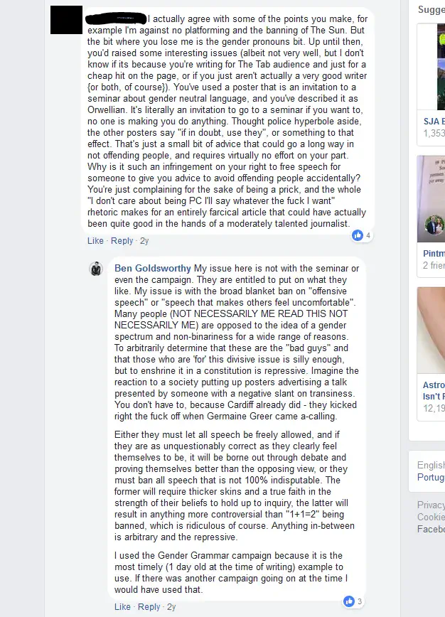 Comments on my Facebook article share