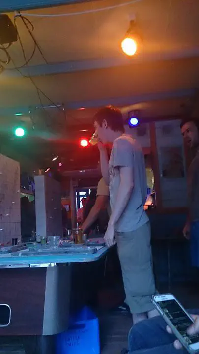 An in-progress game of Battleshots