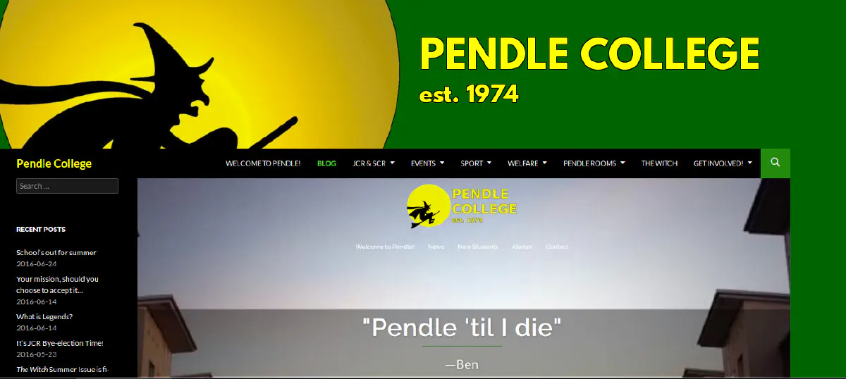 New Pendle College JCR Web site homepage