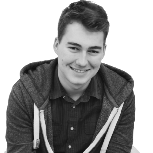 Black & white photo of the author