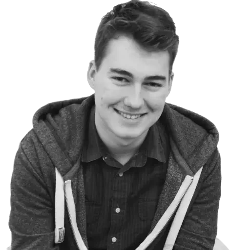 Black & white photo of the author