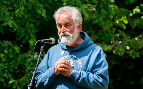 Michael Elstub from Veterans for Peace giving a speech