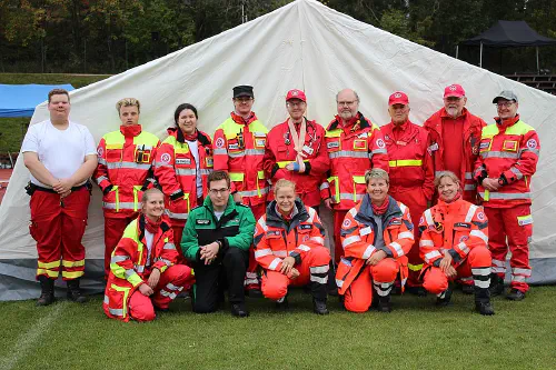Johanniter volunteers and the author