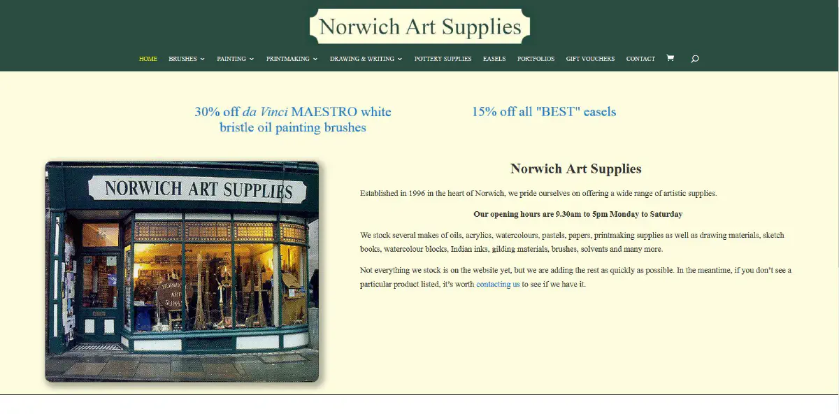Norwich Art Supplies Web Site
