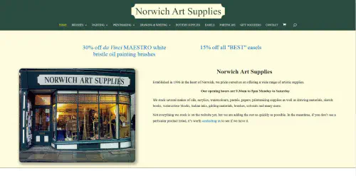 Norwich Art Supplies Web Site