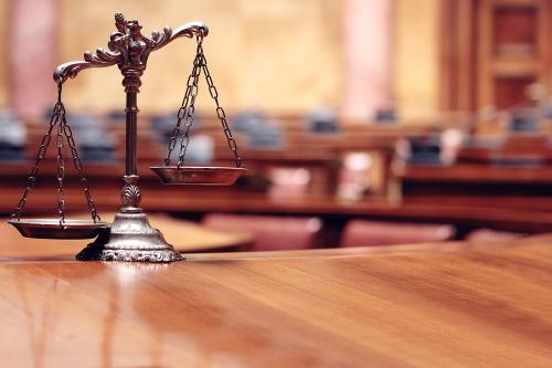 Scales in a courtroom