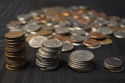 Piles of coins