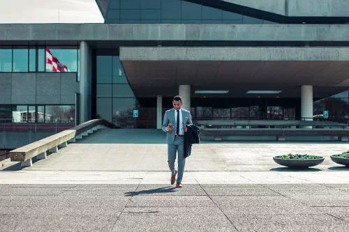 Man leaving an office