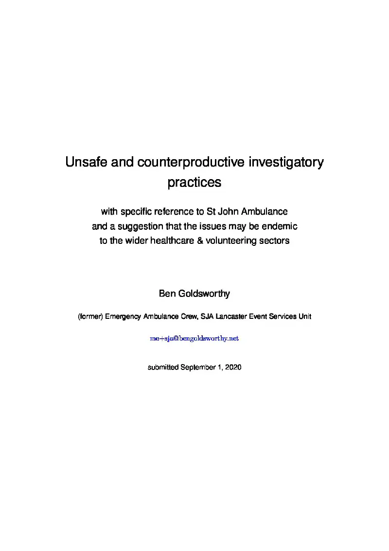 Cover of whistleblower report