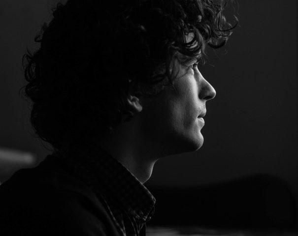 Man in black and white
