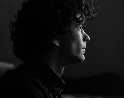 Man in black and white